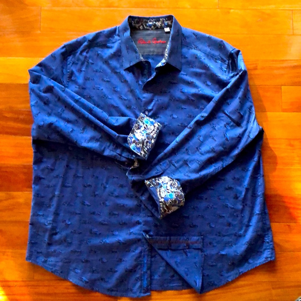 Car enthusiast’s shirt in royal blue -Robert Graham in 3XL